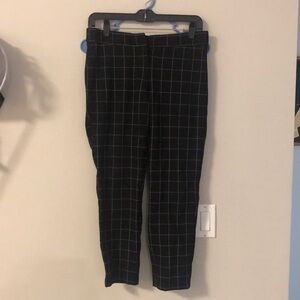 Black and white subtle plaid print pants